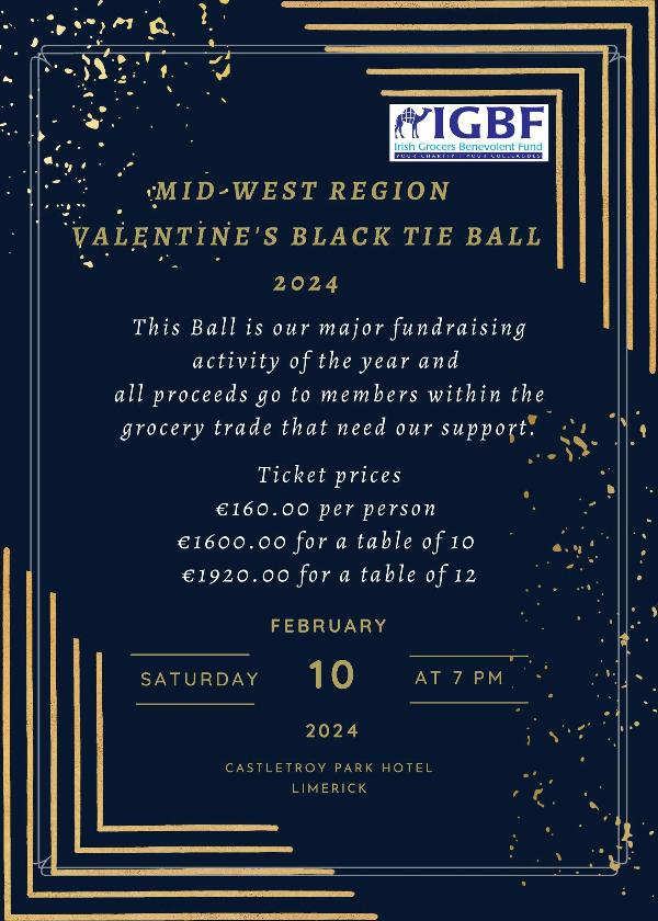 IGBF Mid-West Region Valentine’s Black Tie Ball Saturday 10th February 2024