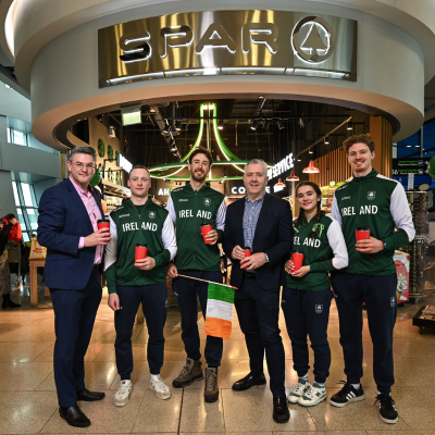 SPAR and EUROSPAR welcome Team Ireland’s History-Making Winter Olympians home at Dublin Airport